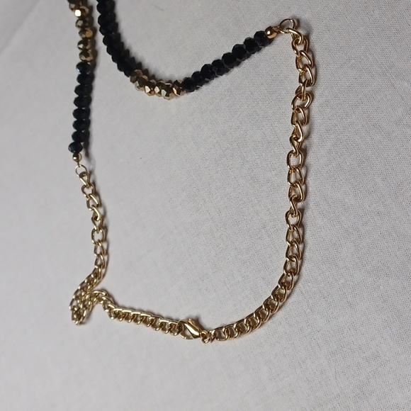 2075 Black Gold and Cream Faceted Bead Necklace - Picture 3 of 3